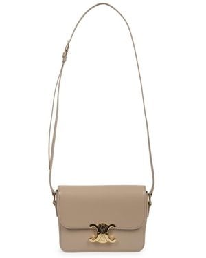 Celine Shoulder Bag Teen Triomphe Leather Calfskin - White
