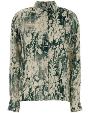 PT Torino Printed Satin Lucilla Shirt - Green