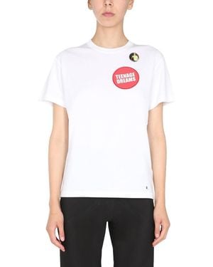 Raf Simons Crew Neck T-Shirt With Graphic Patches - White