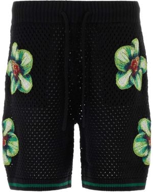 CASABLANCA Black Crochet Bermuda Shorts