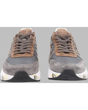 Premiata Charcoal Suede Artistic Sole Accent Trainers - Grey