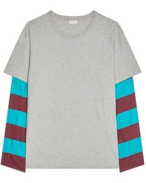 Dries Van Noten T Shirt With Contrasting Sleeves - Blue