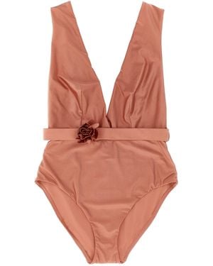 Zimmermann 'Lucky Plunge Flower' One-Piece Swimsuit - Orange