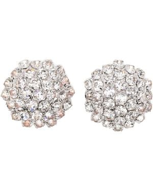 Self-Portrait Crystal Flower Earrings - White