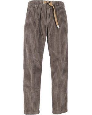White Sand Wide-Stripe Corduroy Adjustable Straight-Leg Trousers - Grey
