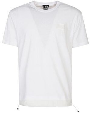 EA7 Logo Baumwoll -T -Shirt - Weiß