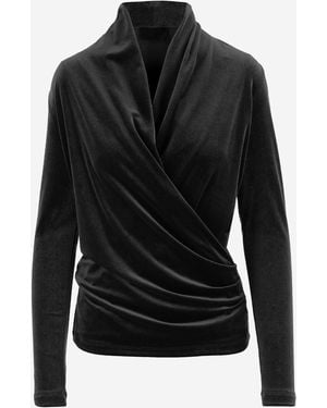 F.it Jersey cruzado de terciopelo elástico de - Negro
