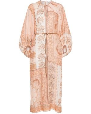 Zimmermann Gedrucktes Leinen Maxi Kleid - Pink