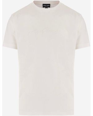 Giorgio Armani Cotton T Shirt With Logo - White