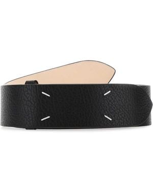 Maison Margiela Textured Calf Leather Regular Belt - Black