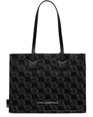 Karl Lagerfeld Black Top Zip Handtas Met Stofzak - Zwart
