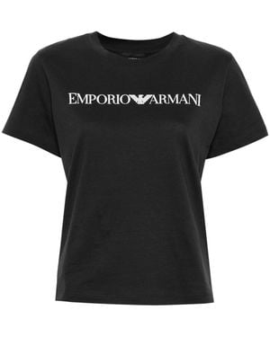 Emporio Armani Logo Cotton T-Shirt - Black