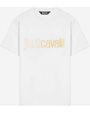 Just Cavalli Cotton T Shirt With Logo - White