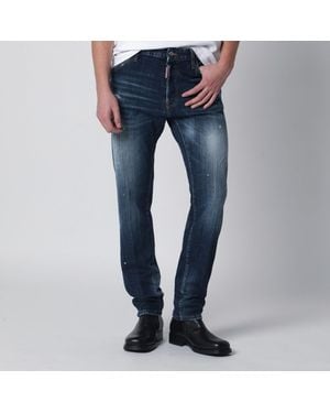 DSquared² Washed Teddy Jeans With Paint Splatters - Blue
