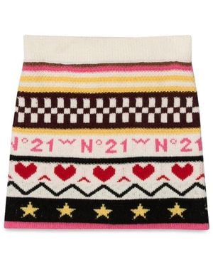 N°21 Allover Jacquard Knit Skirt - White