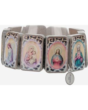 Escapulario Houten Armband Met Heiligen Print - Grijs