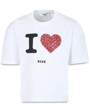 MSGM Jersey T-Shirt Girl - White