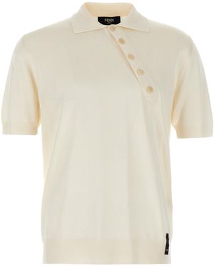 Fendi Viscose Polo Shirt - White
