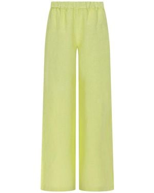 120% Lino Wide-Leg Linen Pants - Green