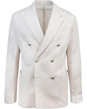 L.B.M. 1911 Giacca Tom Doppiopetto à Jersey Avorio - Blanc