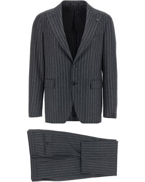 Tagliatore Pinstriped Dress Suits - Gray