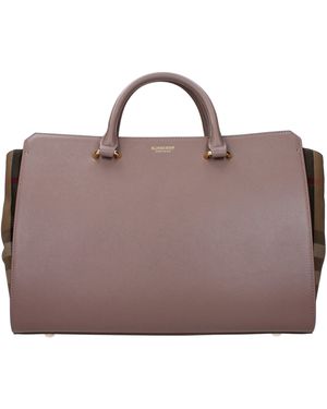 Burberry Grey Leather Handbag - Purple