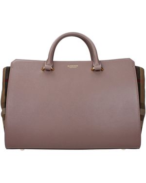 Burberry Grey Leather Handbag - Purple