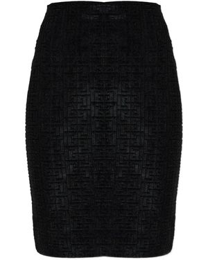 Balmain Kokerrok Met Logo Patroon - Zwart