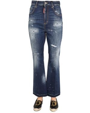 DSquared² High-Waisted Wide-Leg Denim Jeans - Blue