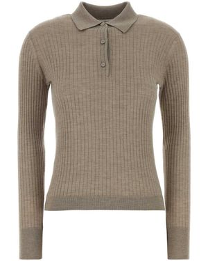 Max Mara Dove Cashmere Blend Gitano Polo Shirt - Grey