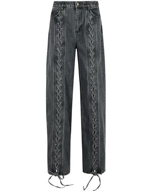 ROTATE BIRGER CHRISTENSEN Cotton Jeans With Laces - Gray
