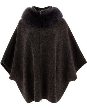 Giovi Laine et poncho en cachemire - Noir