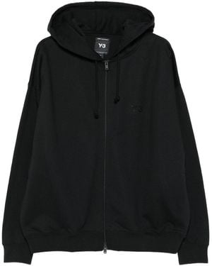 Y-3 Logo -Baumwoll -Hoodie - Schwarz
