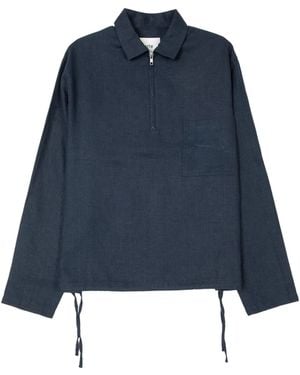 Arte' Leinenpullover mit Viertelreißverschluss - Blau
