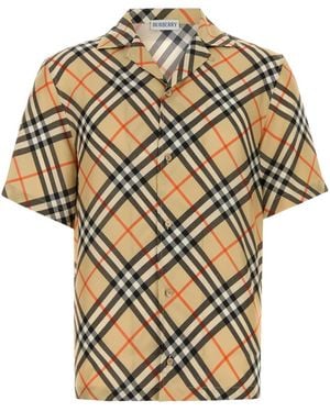 Burberry Short Sleeved Check Cotton Shirt - Brown