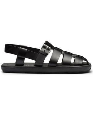 Prada Sandalen Met Geweven Bandjes - Zwart