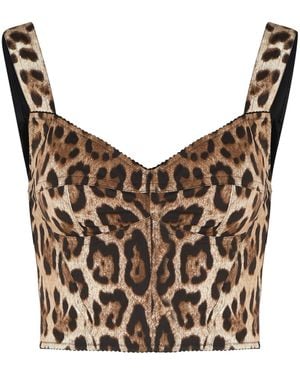 Dolce & Gabbana Leoparden-Bustier aus Baumwolle - Grau