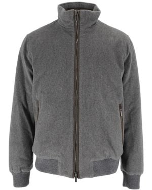Peserico Structured High Collar Zip Outerwear Jacket - Grey