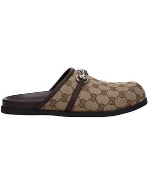 Gucci Hausschuhe und Hufe Männer Stoff Beige/Ebano - Braun