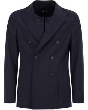BOSS Double-Breasted Blazer - Blue