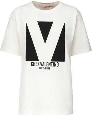 Valentino Garavani Cotton Logo T -shirt In Ivoor - Wit