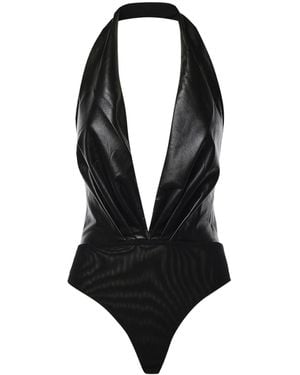 ANDAMANE Zendaya Bodysuit Sleeveless Deep V Neck Bodysuit - Schwarz