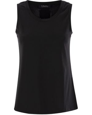 Max Mara Erbert regelmäßig Fit Stretch Cotton Top - Schwarz