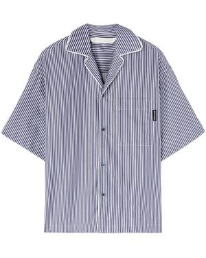 Palm Angels Curved Logo-Print Striped Shirt - Purple