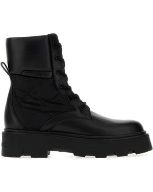 Moncler Leather And Fabric Aurea Ankle Boots - Black