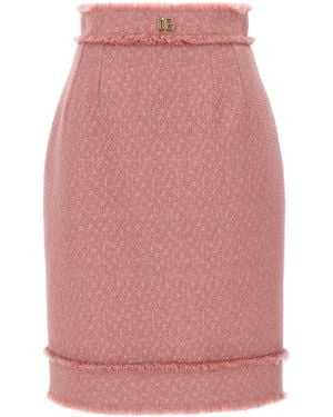 Dolce & Gabbana Gonna Con Placca Logo - Rosa