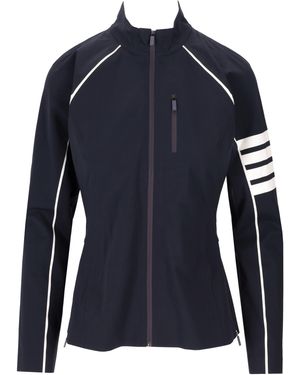 Thom Browne Veste de compression zippée avec 4 barres en polyamide stretch interlock - Bleu