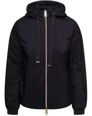 Herno Matt Hooded Bomber Jacket - Blue