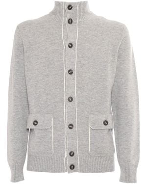 Kangra Cashmere Knitted Jacket With Buttons And Pockets Wool Cashmere Heavy - Grey