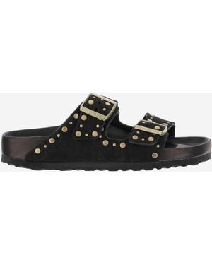 Birkenstock Sandalen Arizona Klinknagel In Suède - Zwart